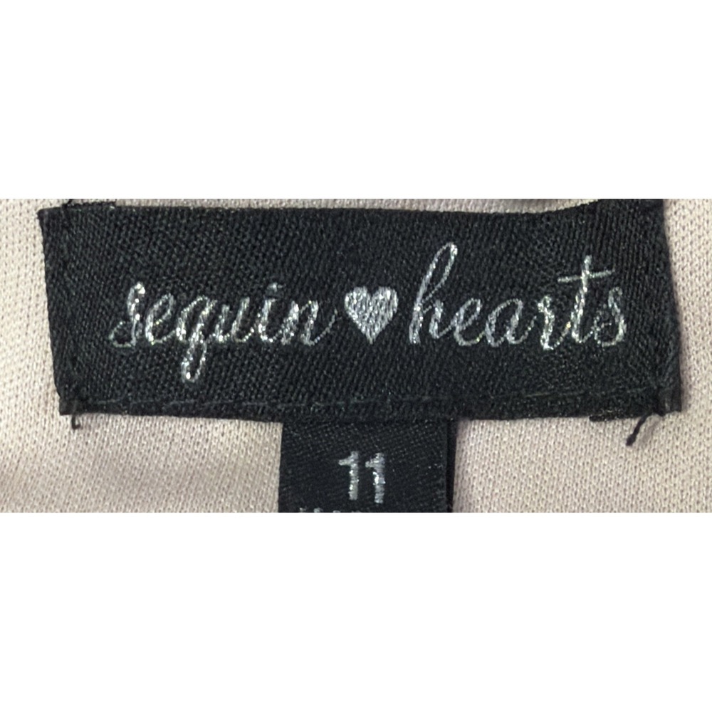 Sequin Hearts Top Womens Size 11 Medium Blue Floral Tan Lined Beaded Top - Picture 6 of 9